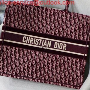 Replica Dior Book Tote M1286 Burgundy Dior Oblique Embroidery