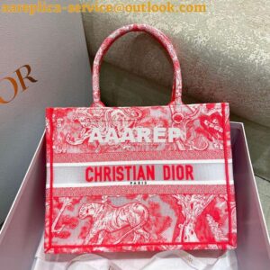 Replica Dior Book Tote bag in Fluorescent Pink Toile de Jouy Transpare