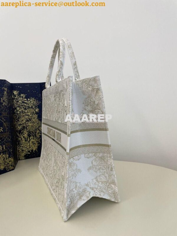 Replica Dior Book Tote bag in Gold-Tone and White Butterfly Around The 5