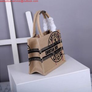 Replica Dior M1265 Small Book Tote Beige jute fabric with Union motif