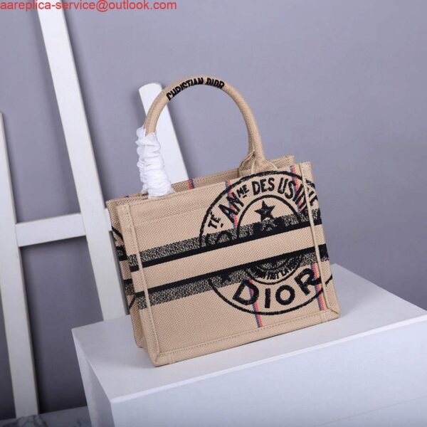 Replica Dior M1265 Small Book Tote Beige jute fabric with Union motif 4