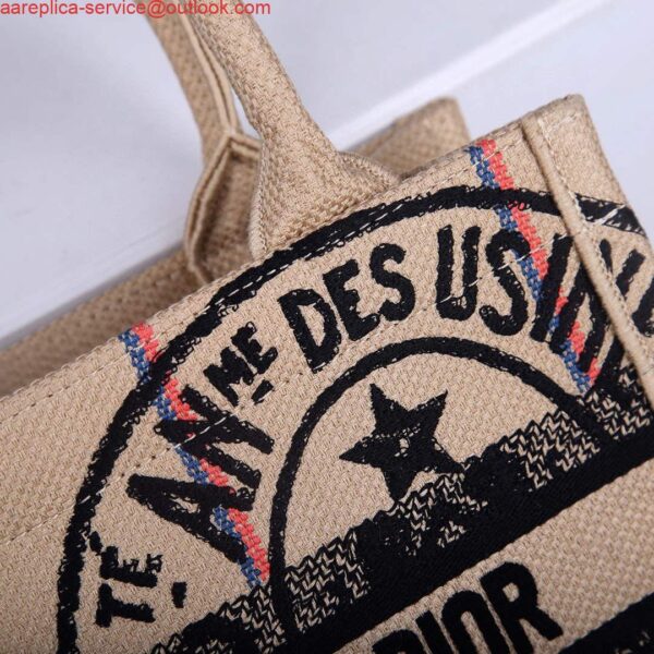 Replica Dior M1265 Small Book Tote Beige jute fabric with Union motif 6