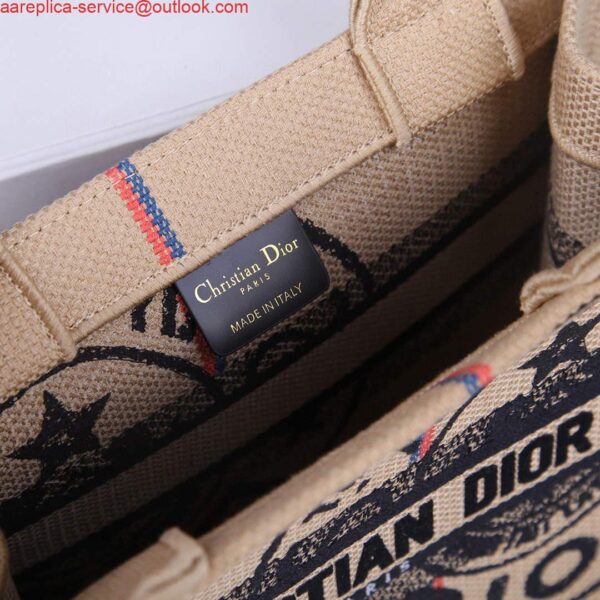 Replica Dior M1265 Small Book Tote Beige jute fabric with Union motif 10