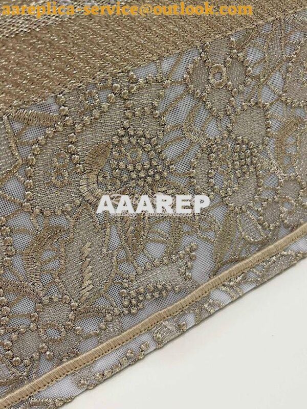 Replica Dior Book Tote bag in Gold-Tone D-Lace Embroidery with 3D Macr 8