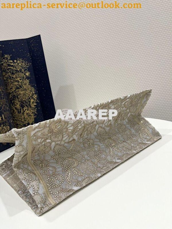 Replica Dior Book Tote bag in Gold-Tone D-Lace Embroidery with 3D Macr 11