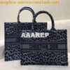 Replica Dior Book Tote bag in Gold-Tone D-Lace Embroidery with 3D Macr