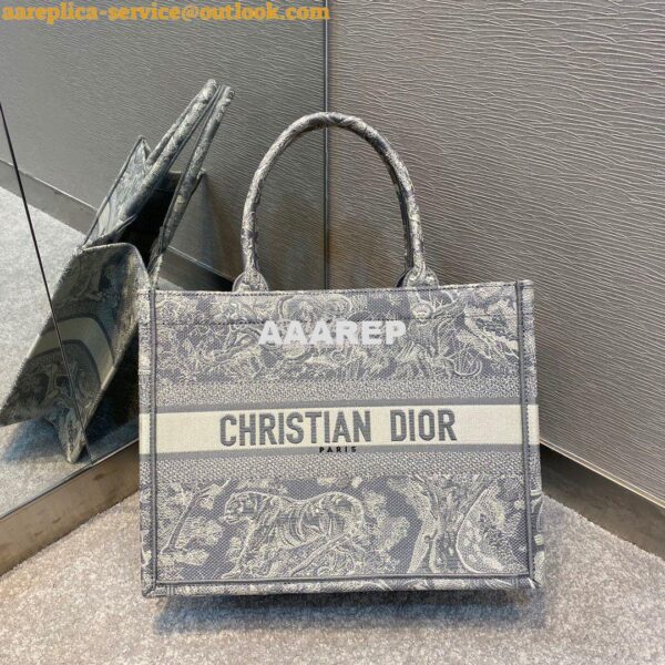 Replica Dior Book Tote bag in Gray Toile de Jouy Reverse Embroidery 12