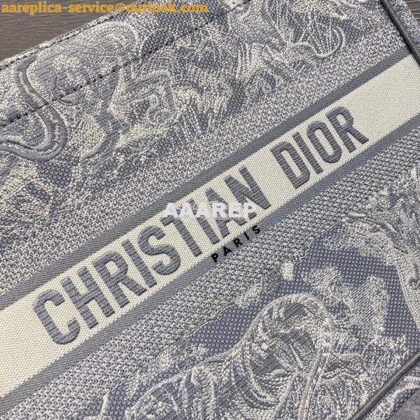 Replica Dior Book Tote bag in Gray Toile de Jouy Reverse Embroidery 13