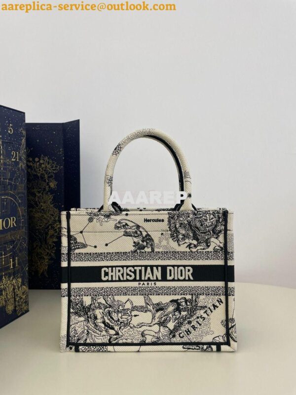 Replica Dior Book Tote bag in Latte and Black Zodiac Embroidery 14