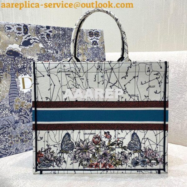 Replica Dior Book Tote bag in Latte Multicolor Constellation Embroider 18