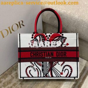 Replica Dior Book Tote bag in Latte Multicolor Cupidon Embroidery