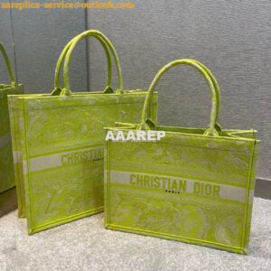 Replica Dior Book Tote bag in Lime Toile de Jouy Reverse Embroidery