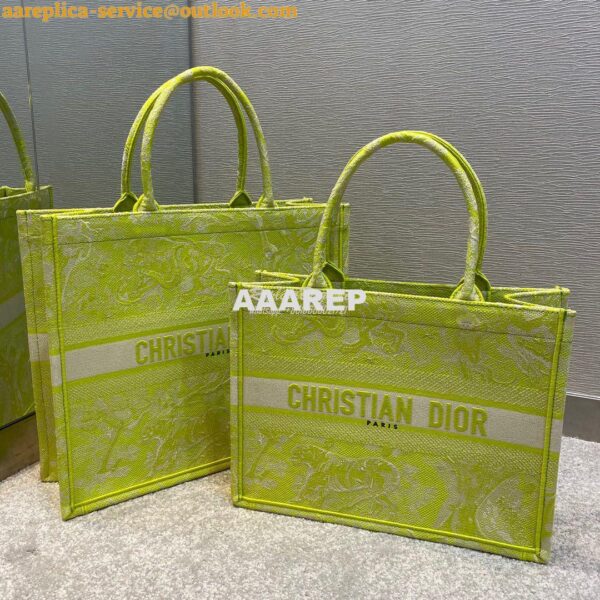 Replica Dior Book Tote bag in Lime Toile de Jouy Reverse Embroidery 3