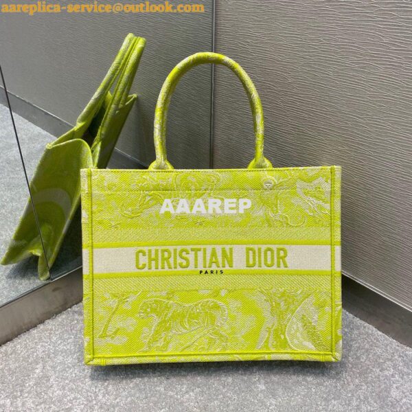 Replica Dior Book Tote bag in Lime Toile de Jouy Reverse Embroidery 5