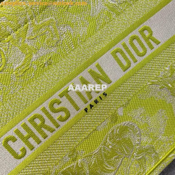 Replica Dior Book Tote bag in Lime Toile de Jouy Reverse Embroidery 6