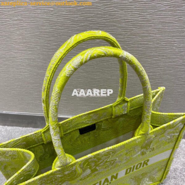 Replica Dior Book Tote bag in Lime Toile de Jouy Reverse Embroidery 8