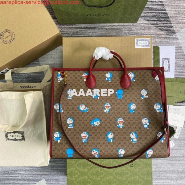 Replica GG 653952 Gucci Doraemon x Gucci large Tote bag Red 2