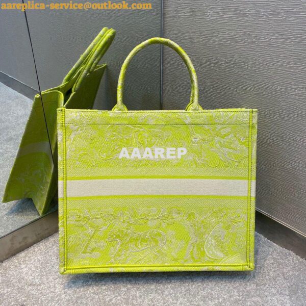 Replica Dior Book Tote bag in Lime Toile de Jouy Reverse Embroidery 17