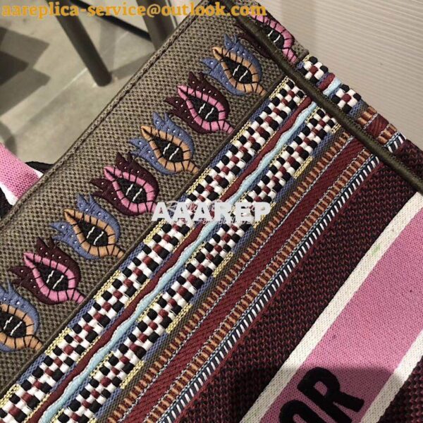 Replica Dior Book Tote bag in Multi-colour Embroidered Canvas Pink 6