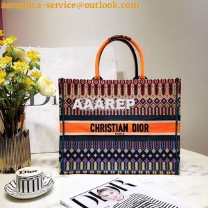 Replica Dior Book Tote bag in Multi-Coloured Embroidered canvas.