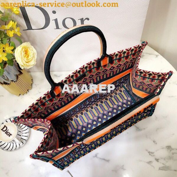 Replica Dior Book Tote bag in Multi-Coloured Embroidered canvas. 8