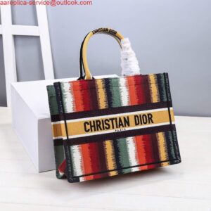 Replica Dior M1286 Dior Book Tote Red Multicolor D-Stripes Embroidery