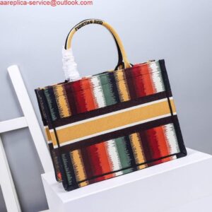 Replica Dior M1286 Dior Book Tote Red Multicolor D-Stripes Embroidery 2