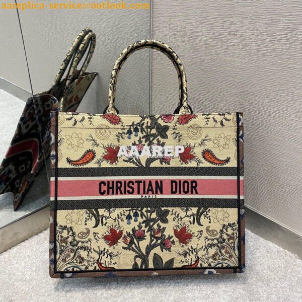 Replica Dior Book Tote bag in Multicolor Dior Flowers Embroidery 3