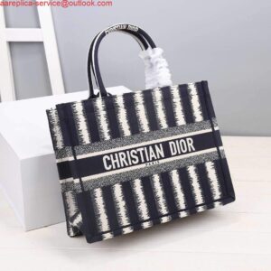 Replica Dior M1286 Dior Book Tote small Blue D-Stripes Embroidery