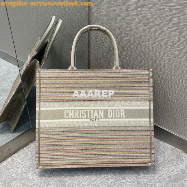 Replica Dior Book Tote bag in Multicolor Stripes Embroidery 3