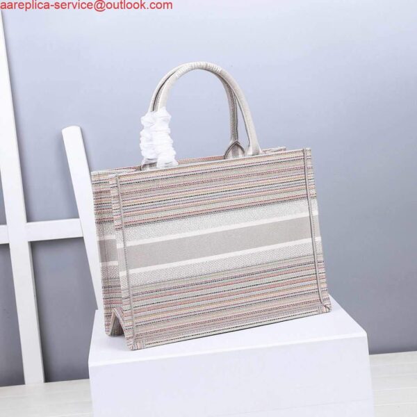 Replica Dior M1286 Dior Book Tote small Pink D-Stripes Embroidery 3