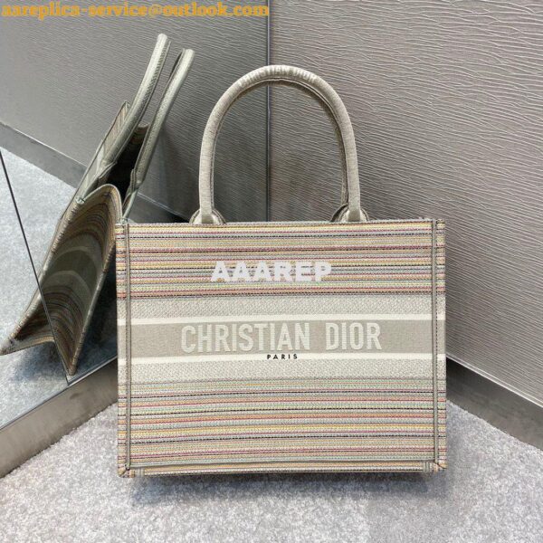 Replica Dior Book Tote bag in Multicolor Stripes Embroidery 10