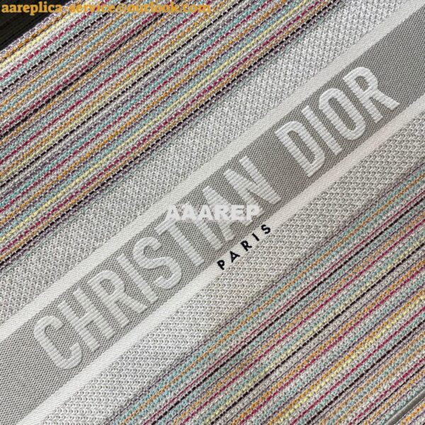 Replica Dior Book Tote bag in Multicolor Stripes Embroidery 11