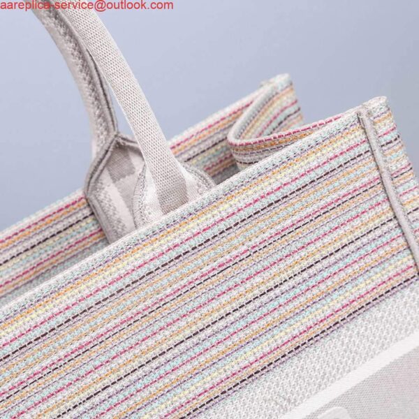 Replica Dior M1286 Dior Book Tote small Pink D-Stripes Embroidery 8