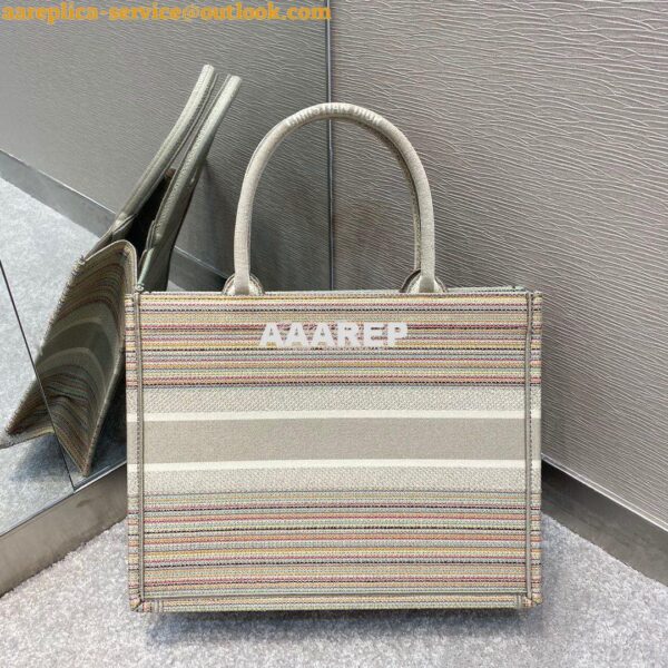 Replica Dior Book Tote bag in Multicolor Stripes Embroidery 16