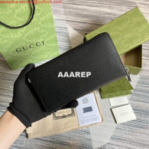 Replica Gucci 456117 GG Marmont Leather Zip Around Wallet Black