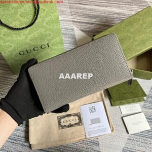 Replica Gucci 456117 GG Marmont Leather Zip Around Wallet Dark grey