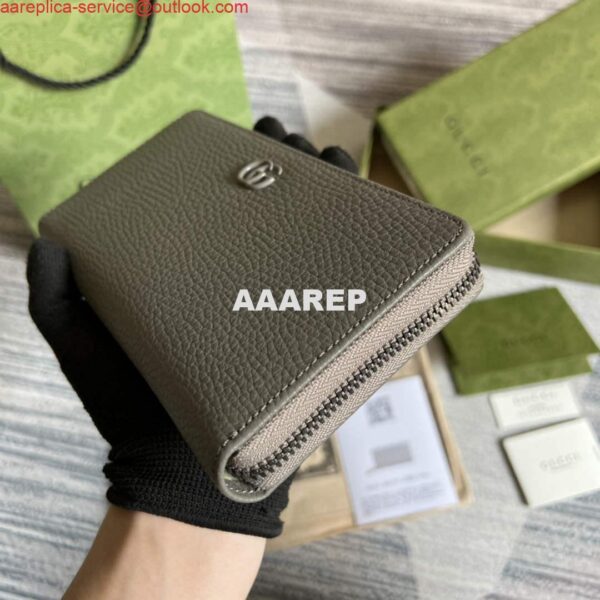Replica Gucci 456117 GG Marmont Leather Zip Around Wallet Dark grey 6
