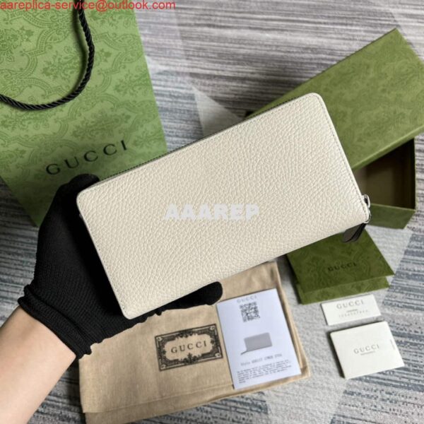 Replica Gucci 456117 GG Marmont Leather Zip Around Wallet White 3