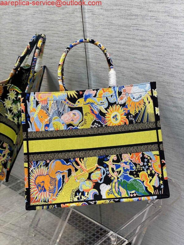 Replica Dior M1286 Large Book Tote Black Multicolor Zodiac Fantastico Embroidery 3