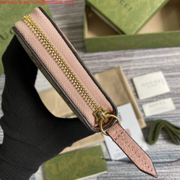 Replica Gucci 456117 GG Marmont Zip Around Wallet Pink 3