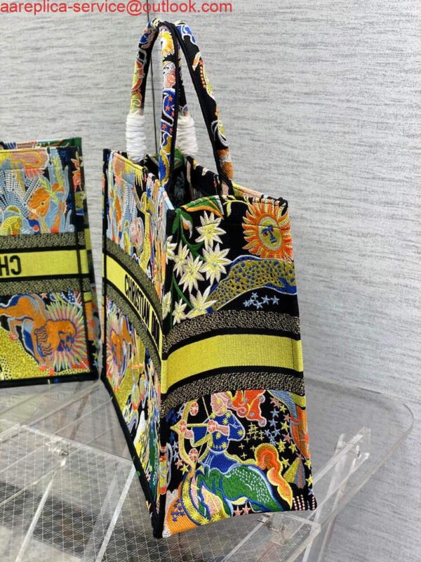 Replica Dior M1286 Large Book Tote Black Multicolor Zodiac Fantastico Embroidery 5