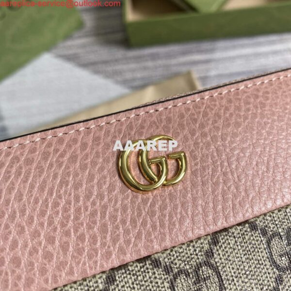 Replica Gucci 456117 GG Marmont Zip Around Wallet Pink 6