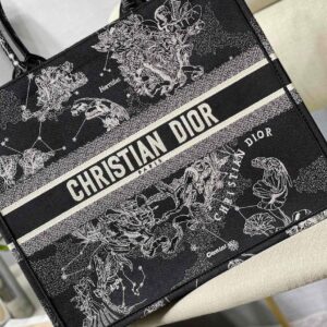 Replica Dior M1286 Large Book Tote Black Toile de Jouy Zodiac latte embroidery