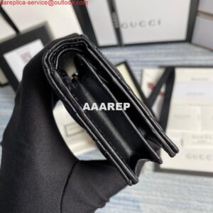 Replica Gucci 466492 GG Marmont card case wallet in Black 2