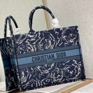 Replica Dior M1286 Large Book Tote Blue Dior Roses embroidery