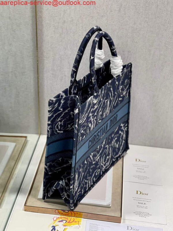 Replica Dior M1286 Large Book Tote Blue Dior Roses embroidery 3