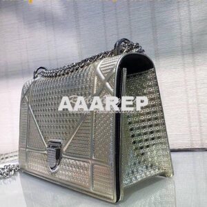 Replica "Diorama" Flap in Silver-tone Metallic Calfskin with Micro-Can 2