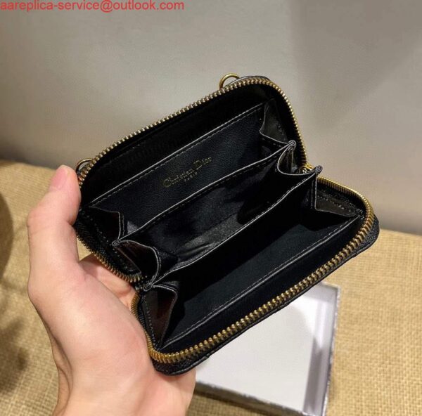 Replica Dior Caro Mini zipper clutch 5087 Black 5