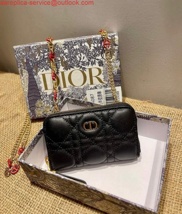 Replica Dior Caro Mini zipper clutch 5087 Black 4